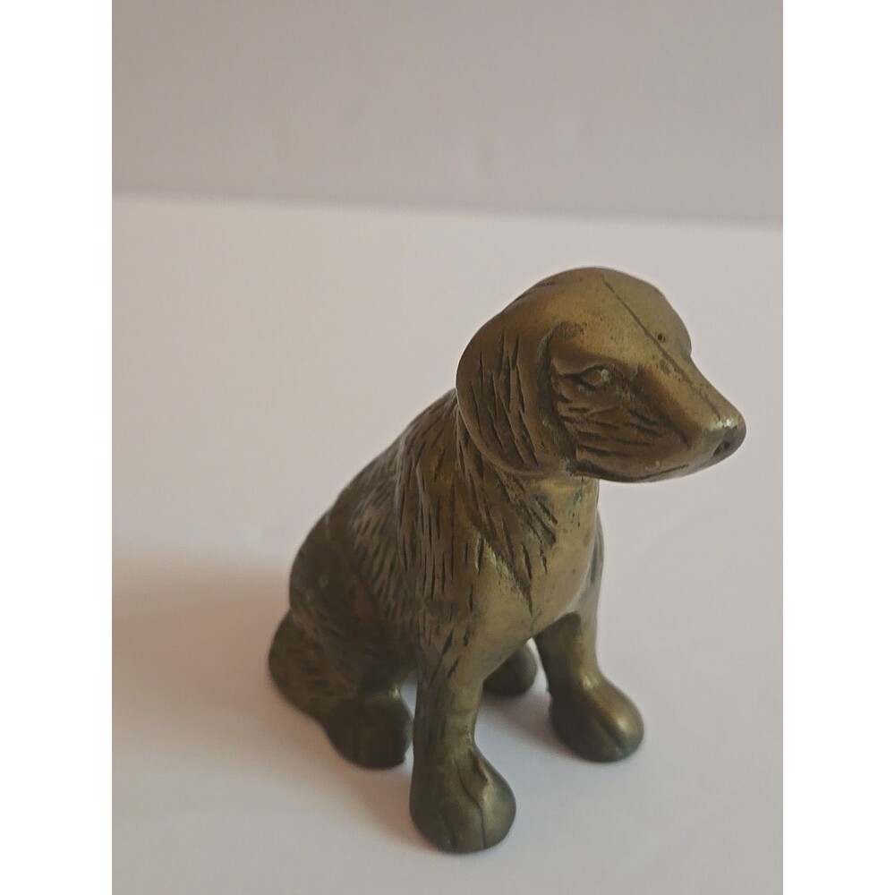 Vintage Solid Brass Dog Figure Paperweight Figurine Paperweight Signed By Action - Picture 3 of 10